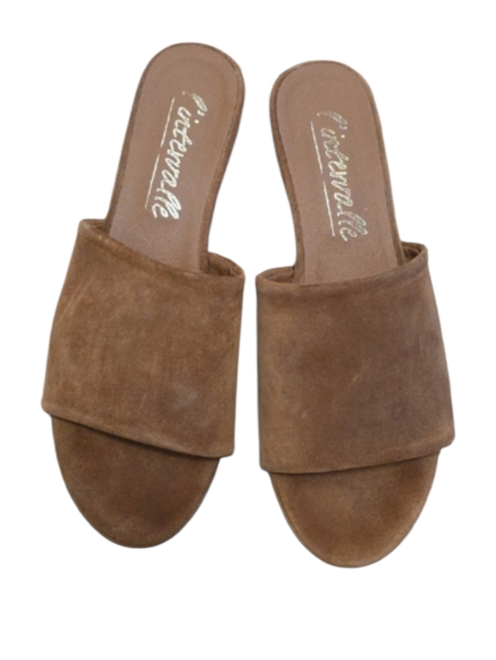 Life Stride Tan-Brown Suede Slide Mules Flats